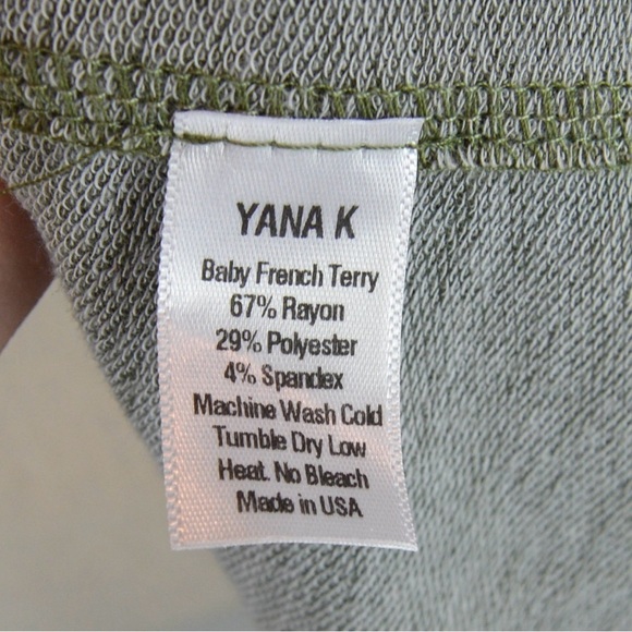 YANA K Lisa French Terry Oversized Mini Dress, Muted Olive Color - OSFA NEW - Picture 9 of 9